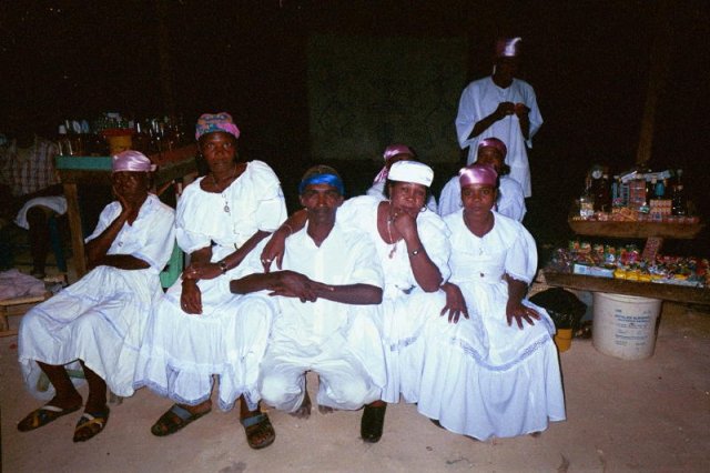 Jacmel Vodouisants during a break in a ceremony.  Photo (c)2002 by Mambo Chita Tann.